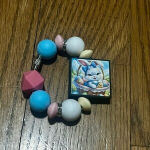 Handmade Spring Easter Bunny Beaded Tumbler Stanley cup handle accessory charm